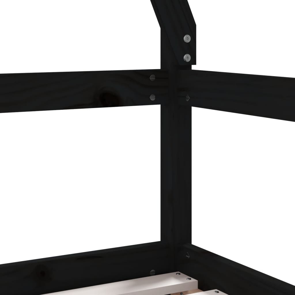 Children's bed frame with drawers, black, 70x140 cm, solid pine wood