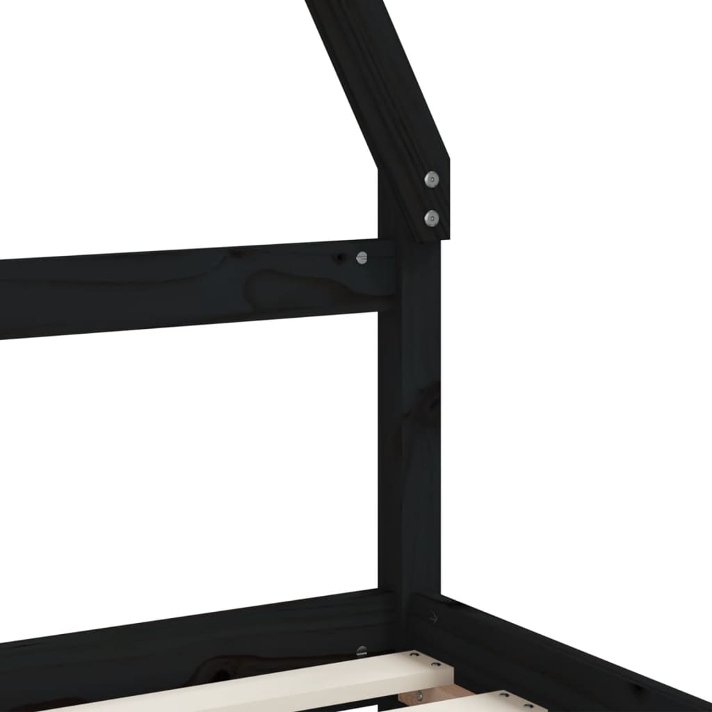 Children's bed frame with drawers, black, 90x190 cm, solid pine wood