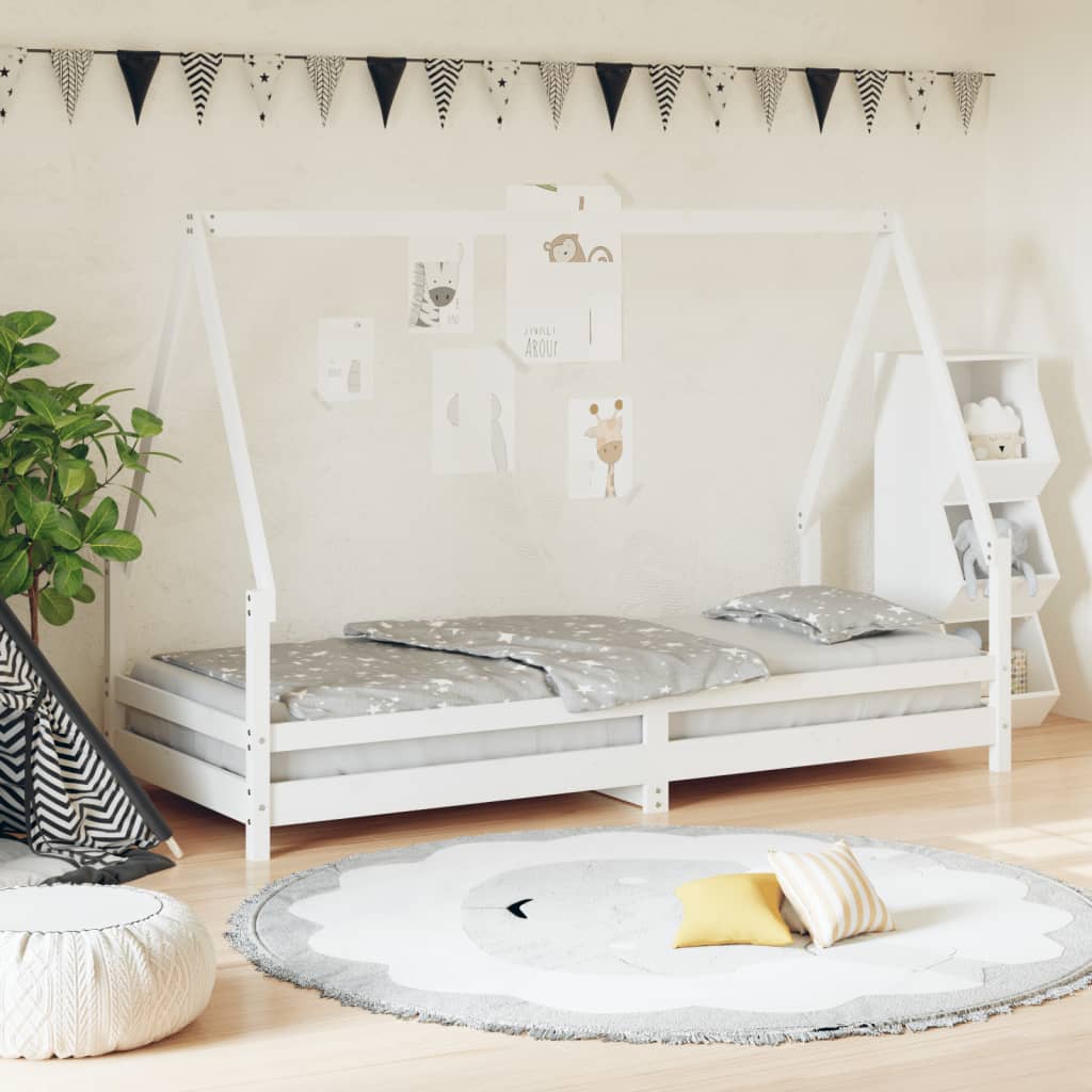 Bed frame for children, white, 80x200 cm, solid pine wood