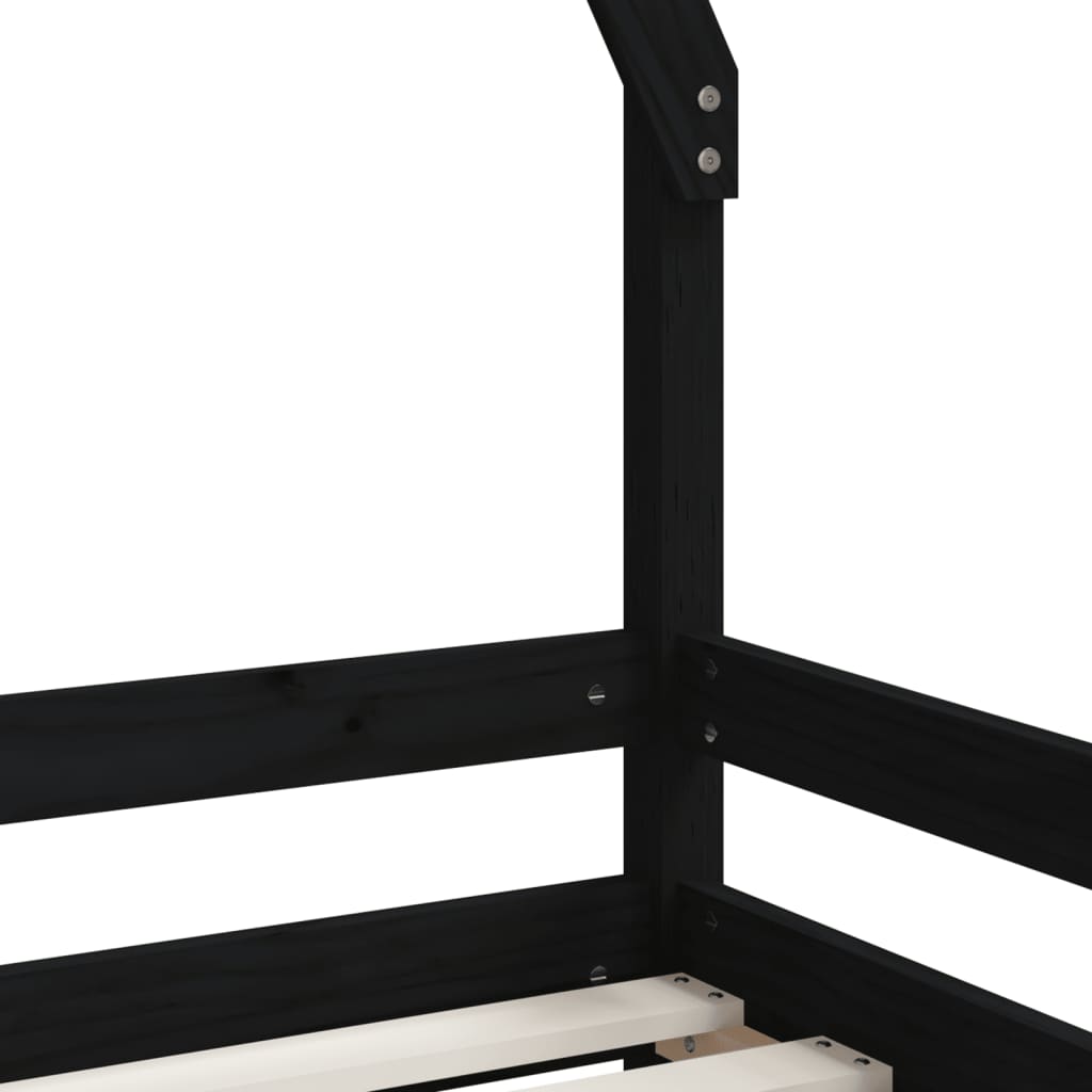 Bed frame for children, black, 80x200 cm, solid pine wood