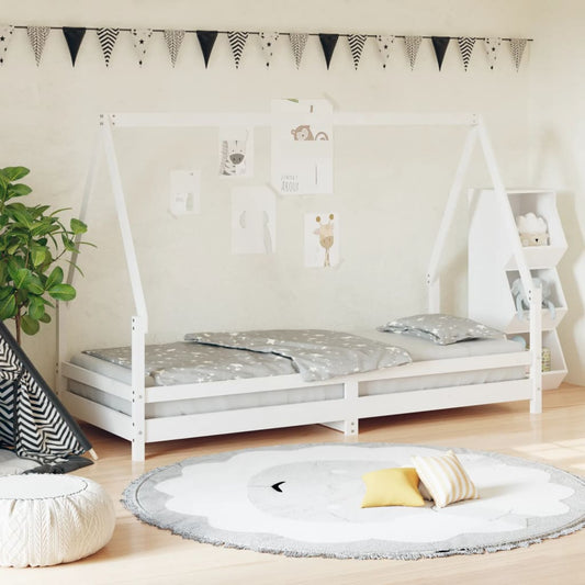 Bed frame for children, white, 90x200 cm, solid pine wood