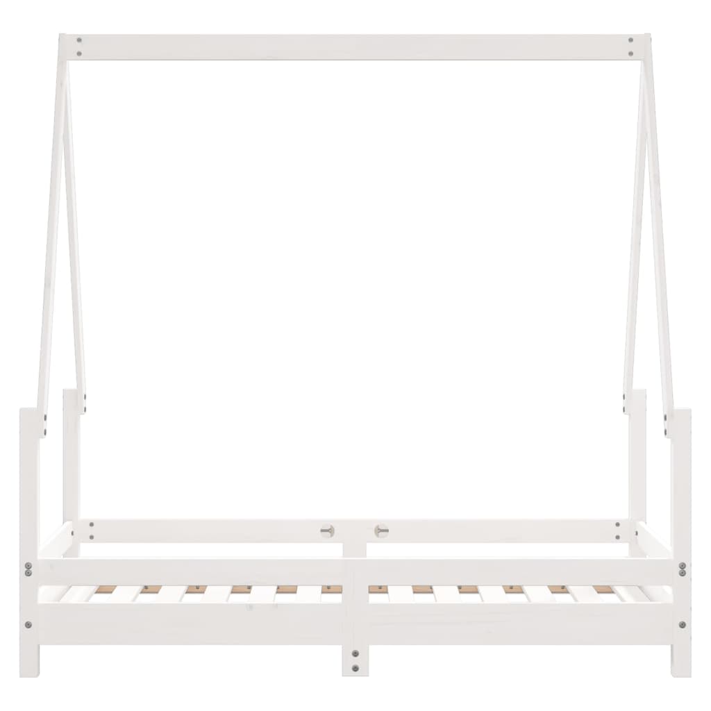 Cadru de pat pentru copii, alb, 70x140 cm, lemn masiv de pin