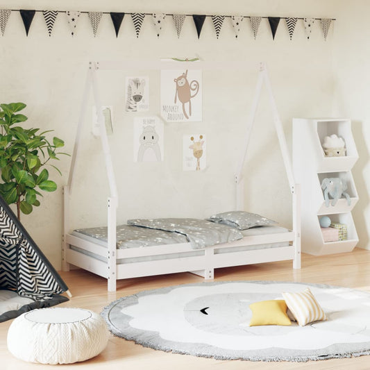Bed frame for children, white, 70x140 cm, solid pine wood
