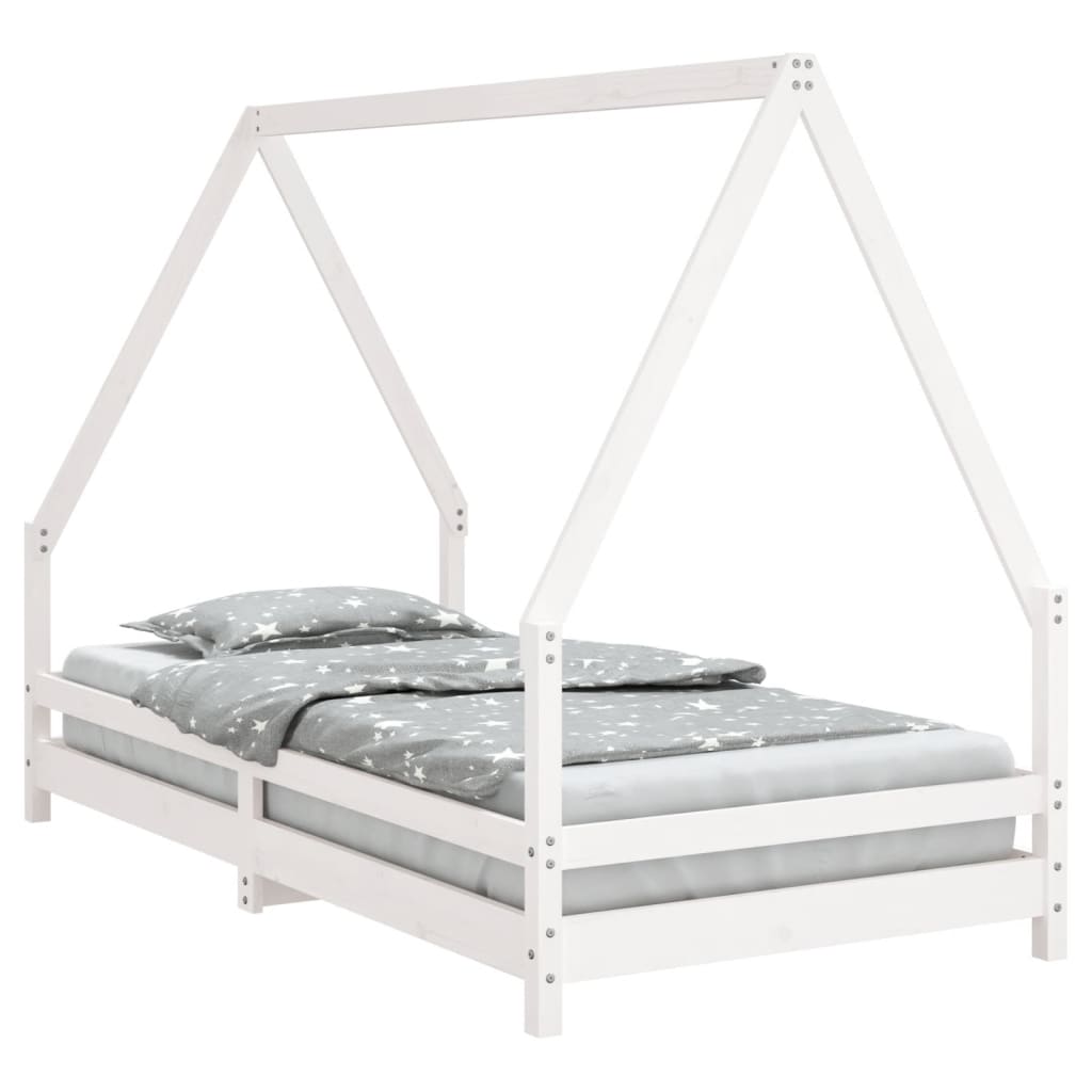 Bed frame for children, white, 90x190 cm, solid pine wood