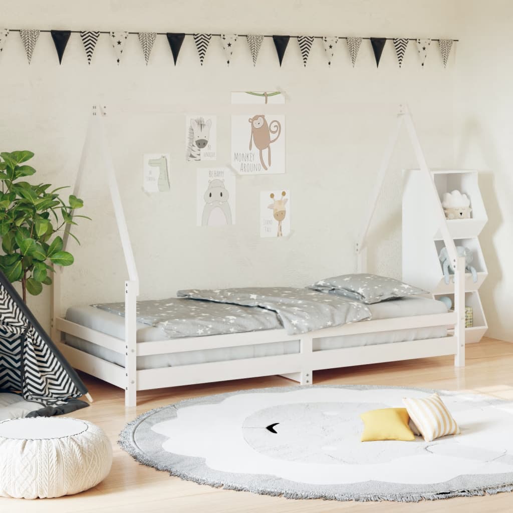 Bed frame for children, white, 90x190 cm, solid pine wood