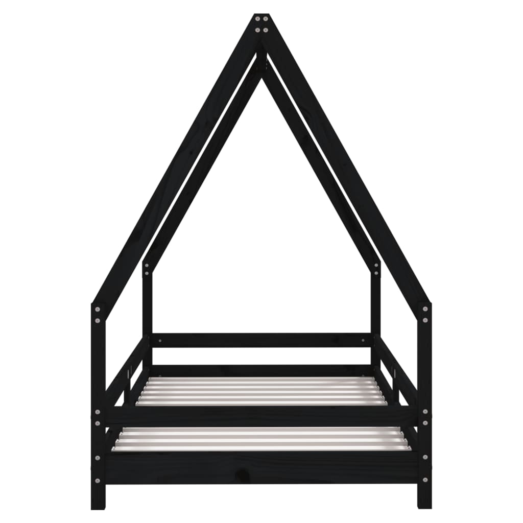 Bed frame for children, black, 90x190 cm, solid pine wood