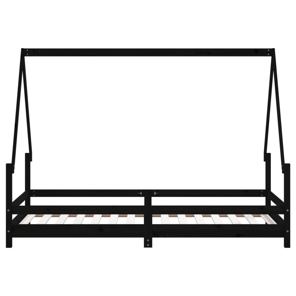 Bed frame for children, black, 90x190 cm, solid pine wood
