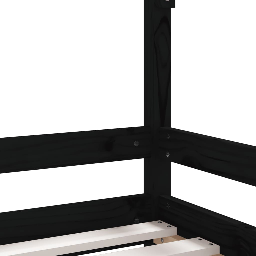Bed frame for children, black, 90x190 cm, solid pine wood