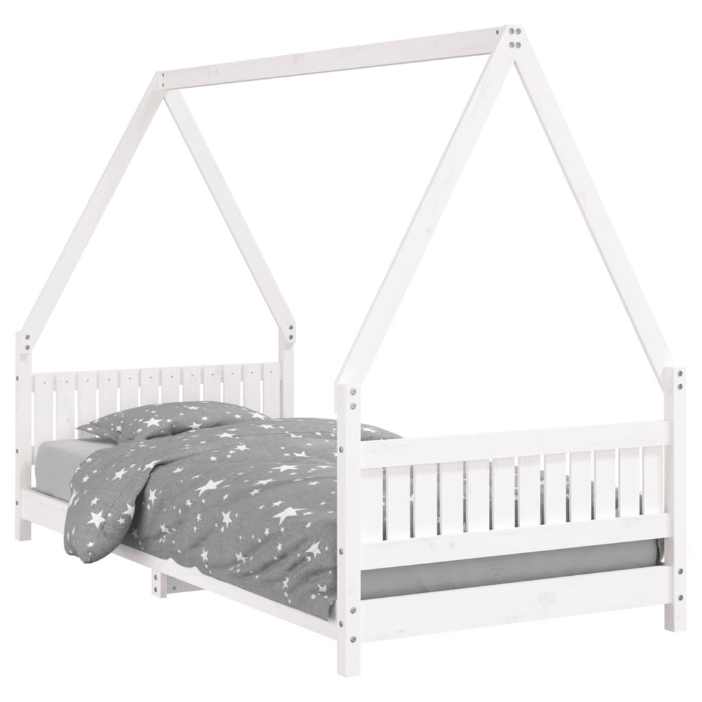 Bed frame for children, white, 90x200 cm, solid pine wood