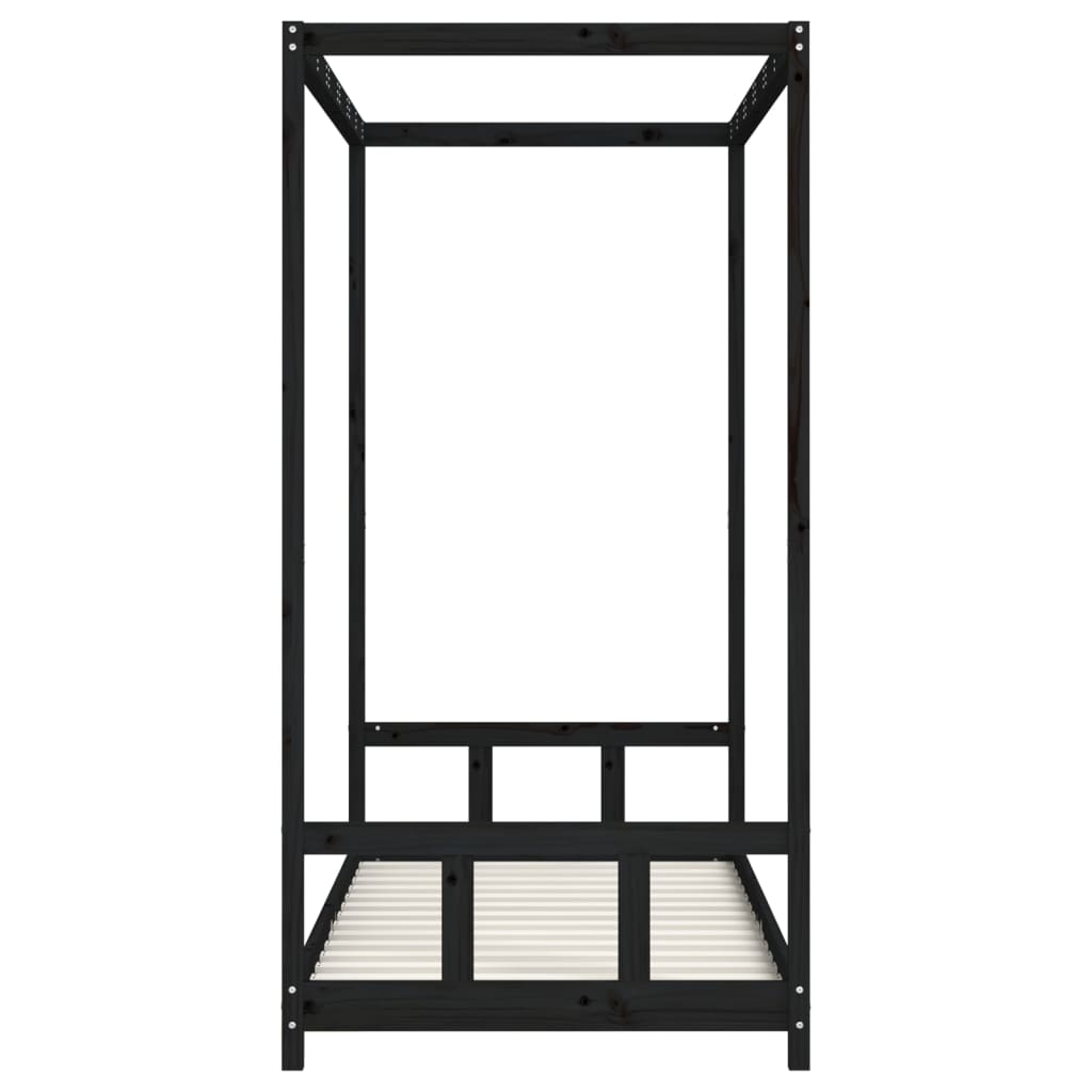 Bed frame for children, black, 90x190 cm, solid pine wood
