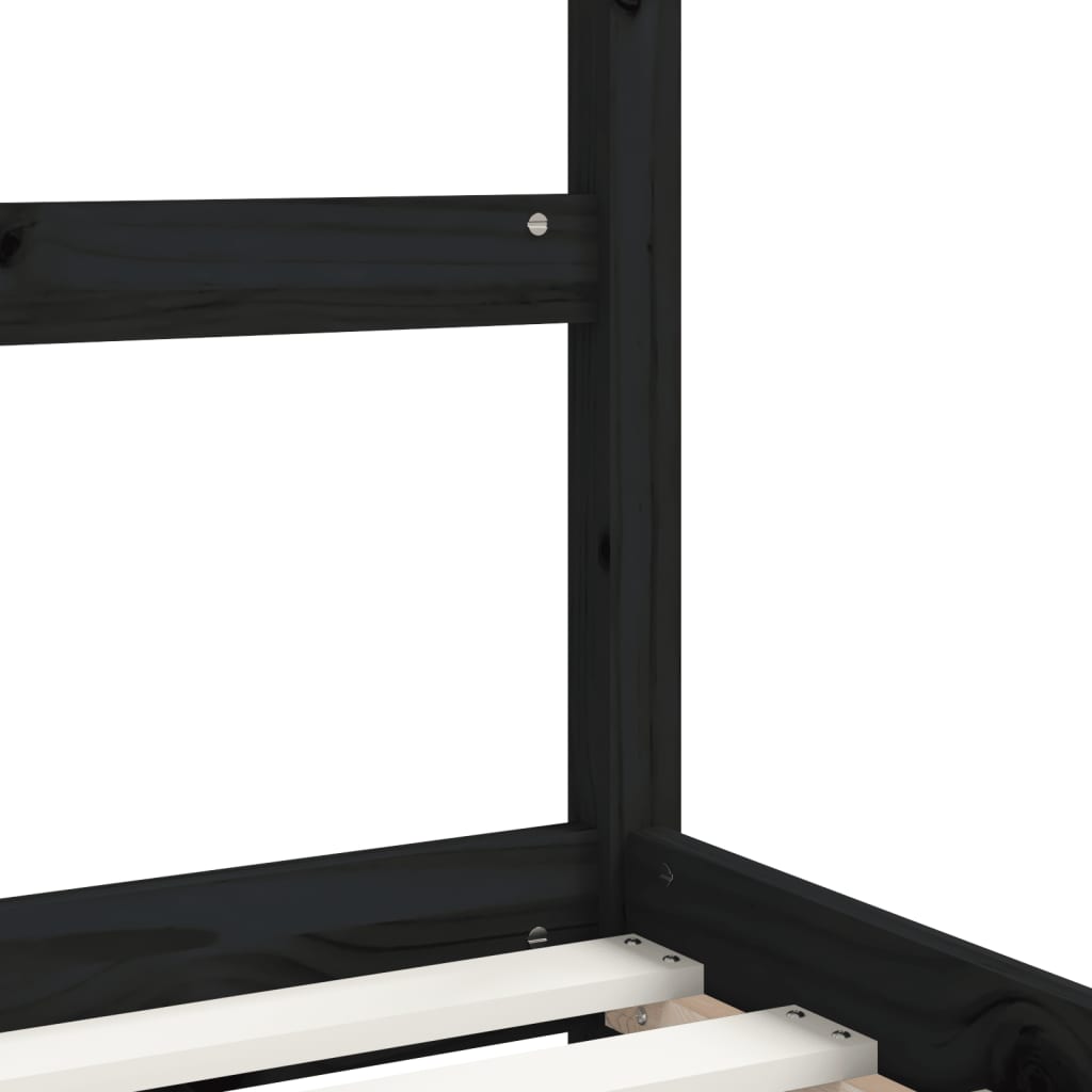 Bed frame for children, black, 90x190 cm, solid pine wood