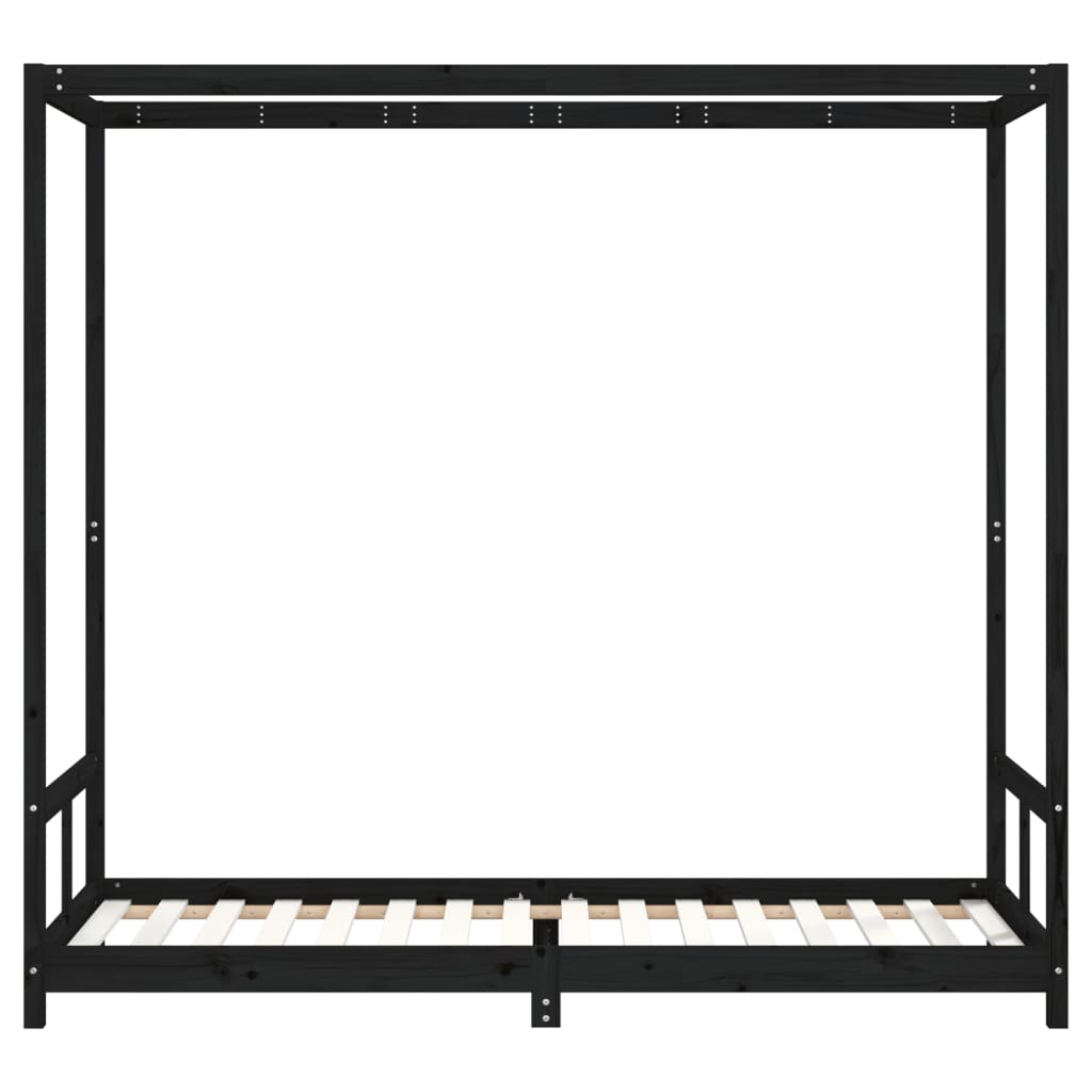 Bed frame for children, black, 80x200 cm, solid pine wood