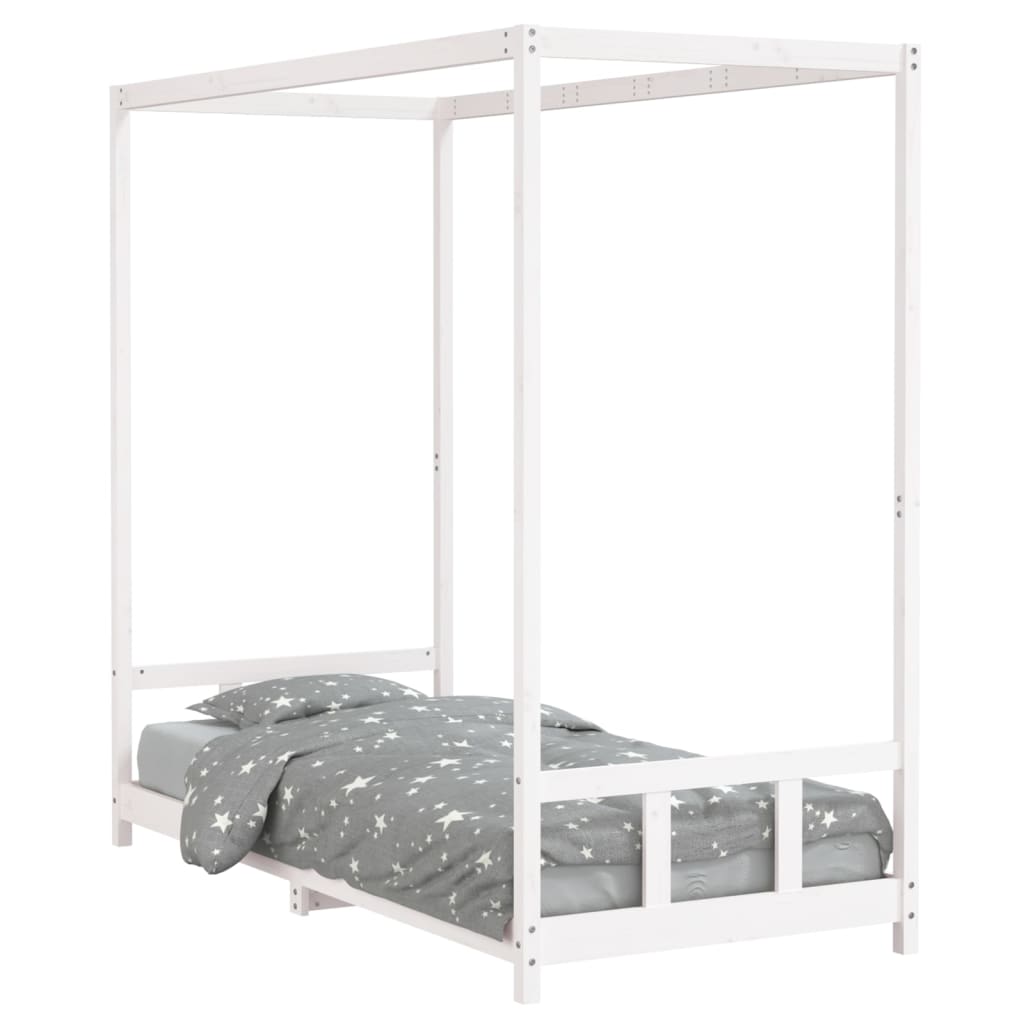 Bed frame for children, white, 90x200 cm, solid pine wood