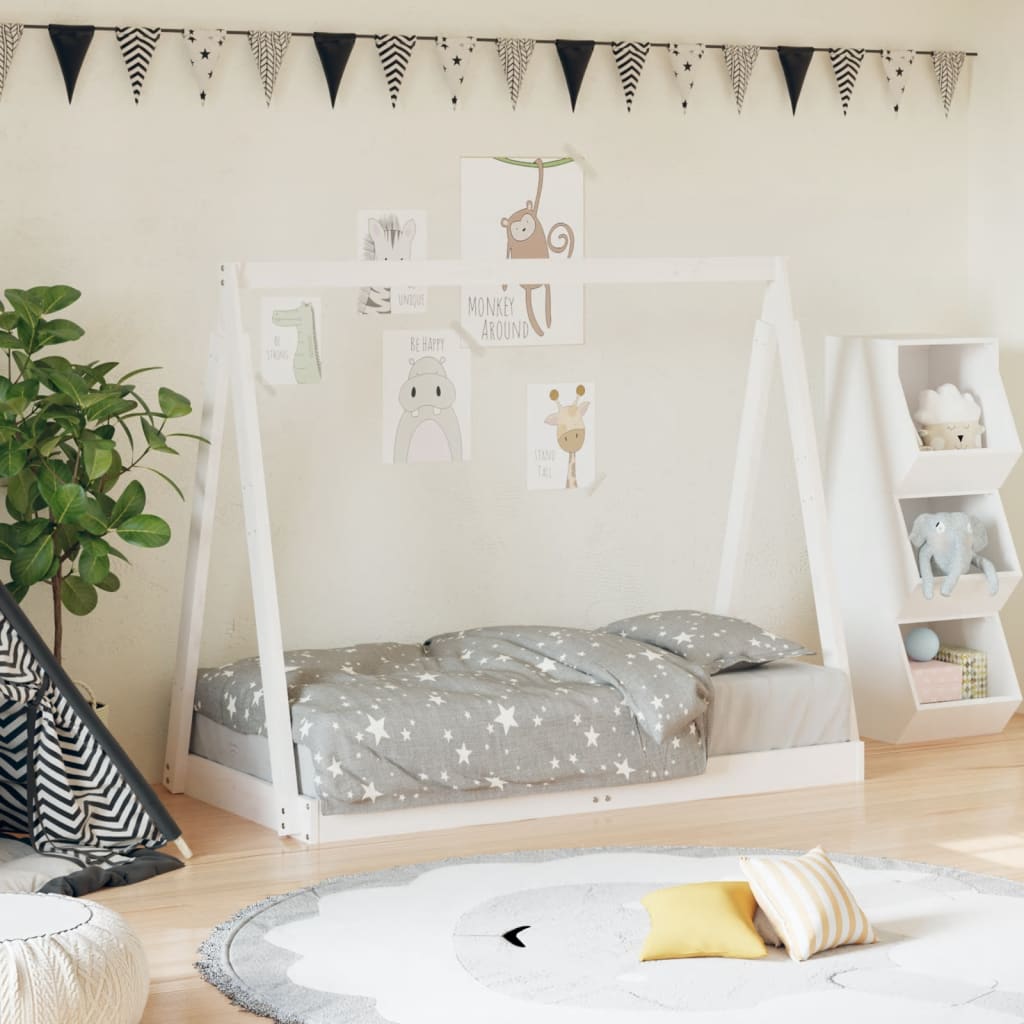 Bed frame for children, white, 70x140 cm, solid pine wood
