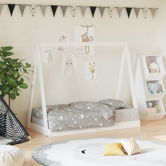 Bed frame for children, white, 70x140 cm, solid pine wood