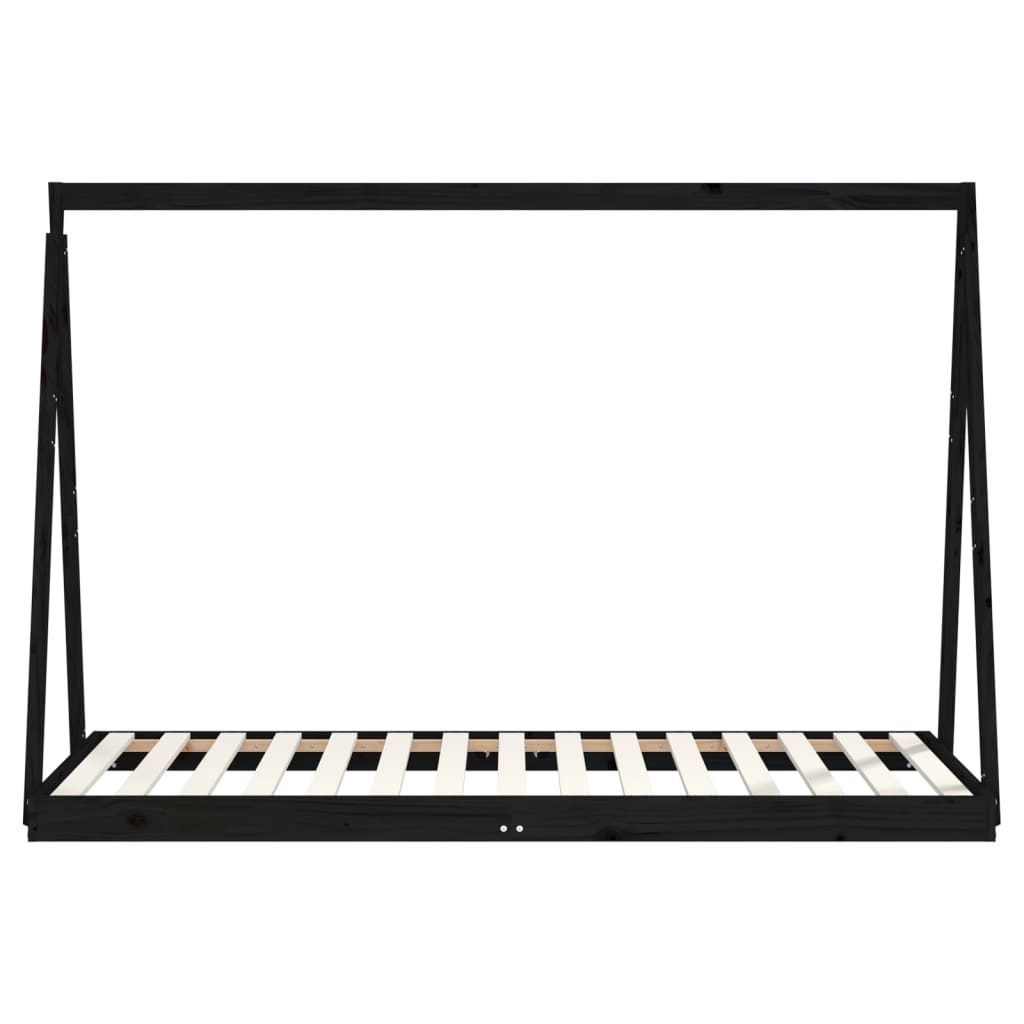 Bed frame for children, black, 90x190 cm, solid pine wood