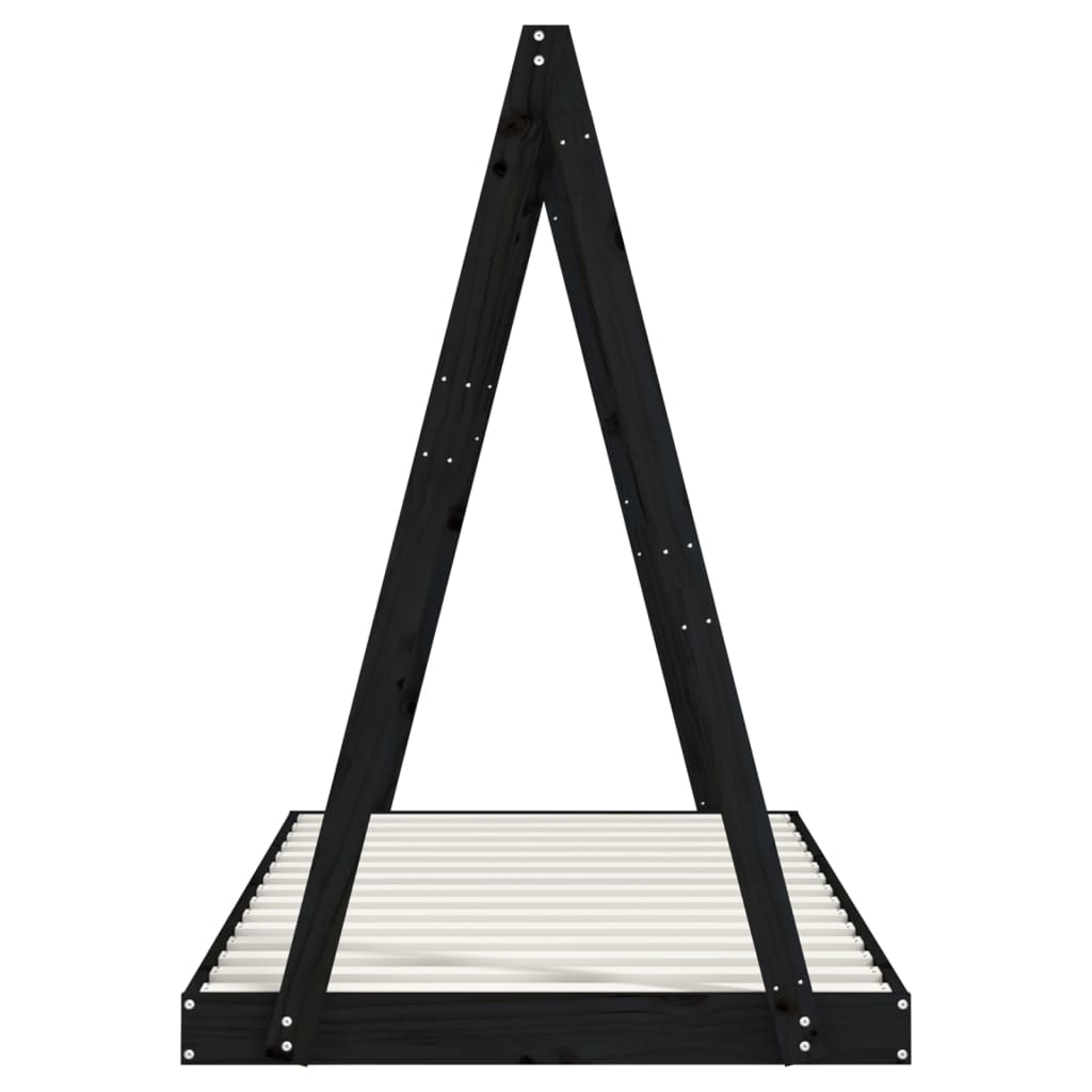 Bed frame for children, black, 90x190 cm, solid pine wood