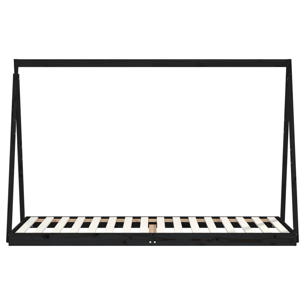 Bed frame for children, black, 80x200 cm, solid pine wood