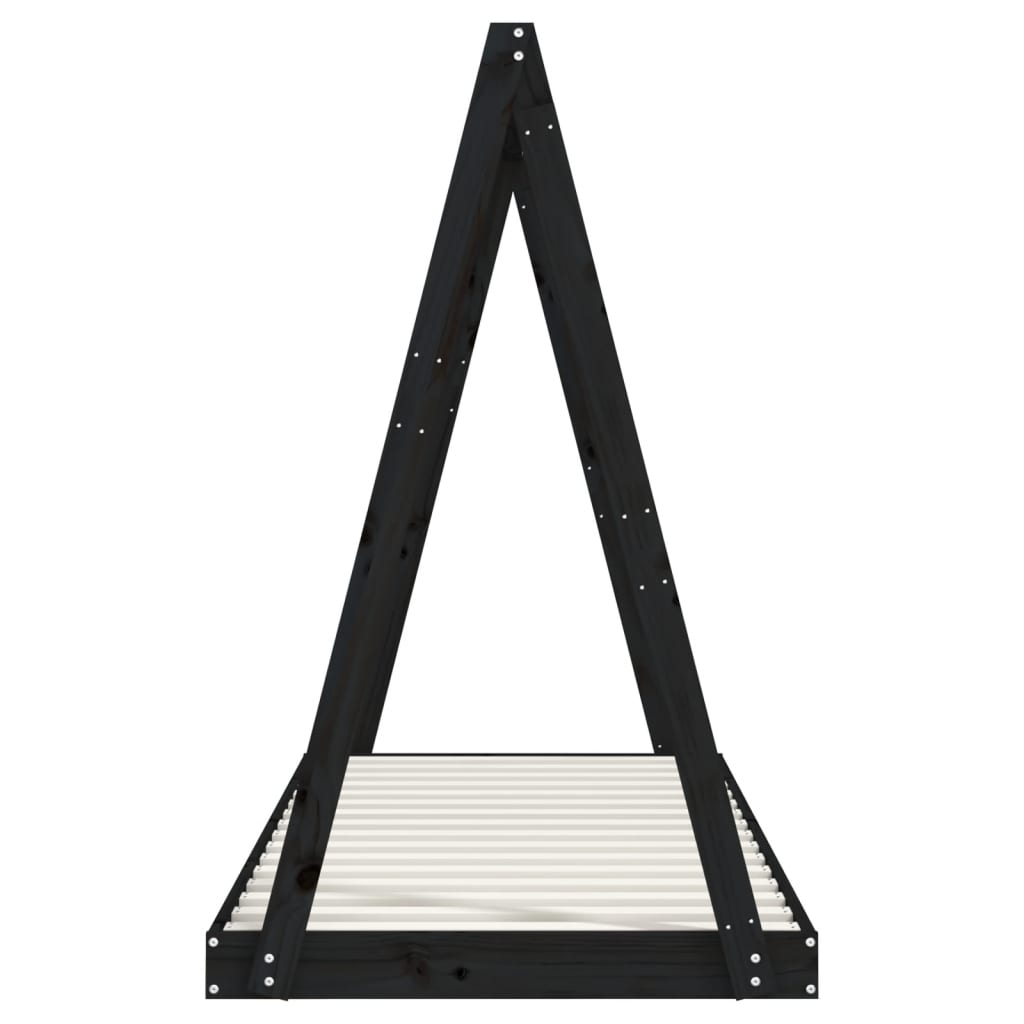 Bed frame for children, black, 80x200 cm, solid pine wood