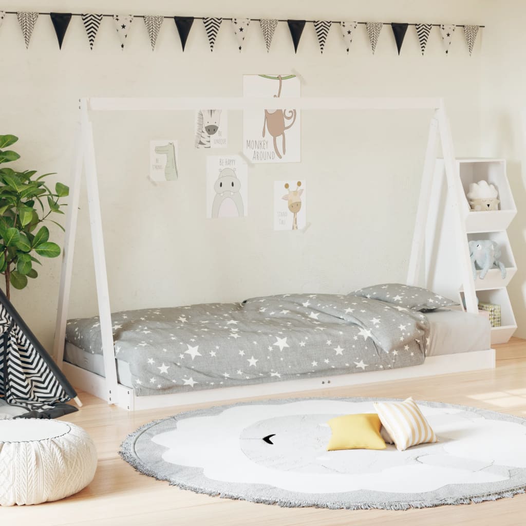 Bed frame for children, white, 90x200 cm, solid pine wood