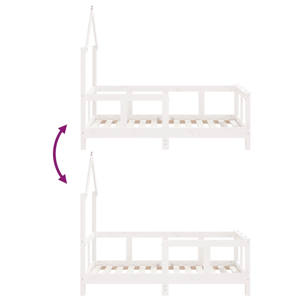 Bed frame for children, white, 70x140 cm, solid pine wood