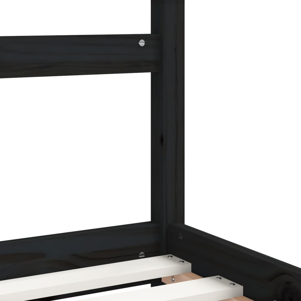 Bed frame for children, black, 80x160 cm, solid pine wood