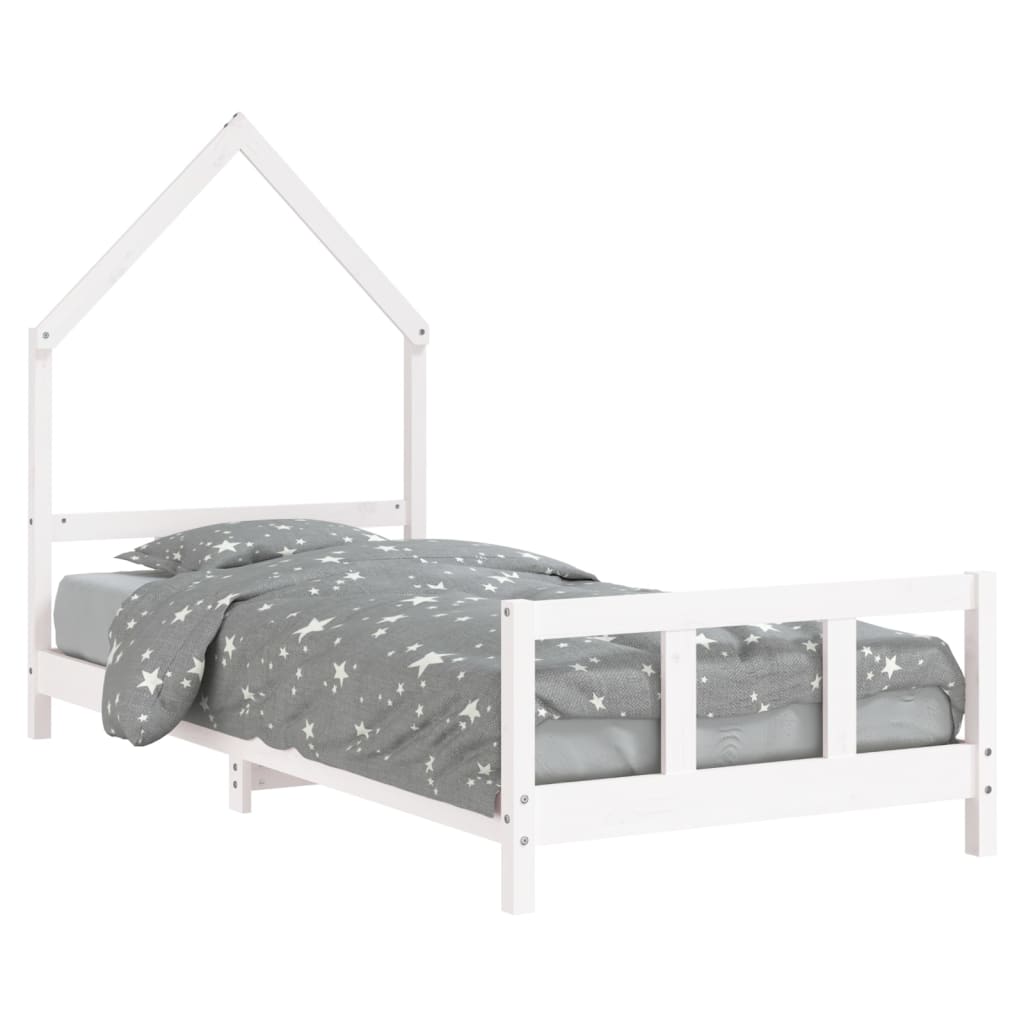 Bed frame for children, white, 90x190 cm, solid pine wood