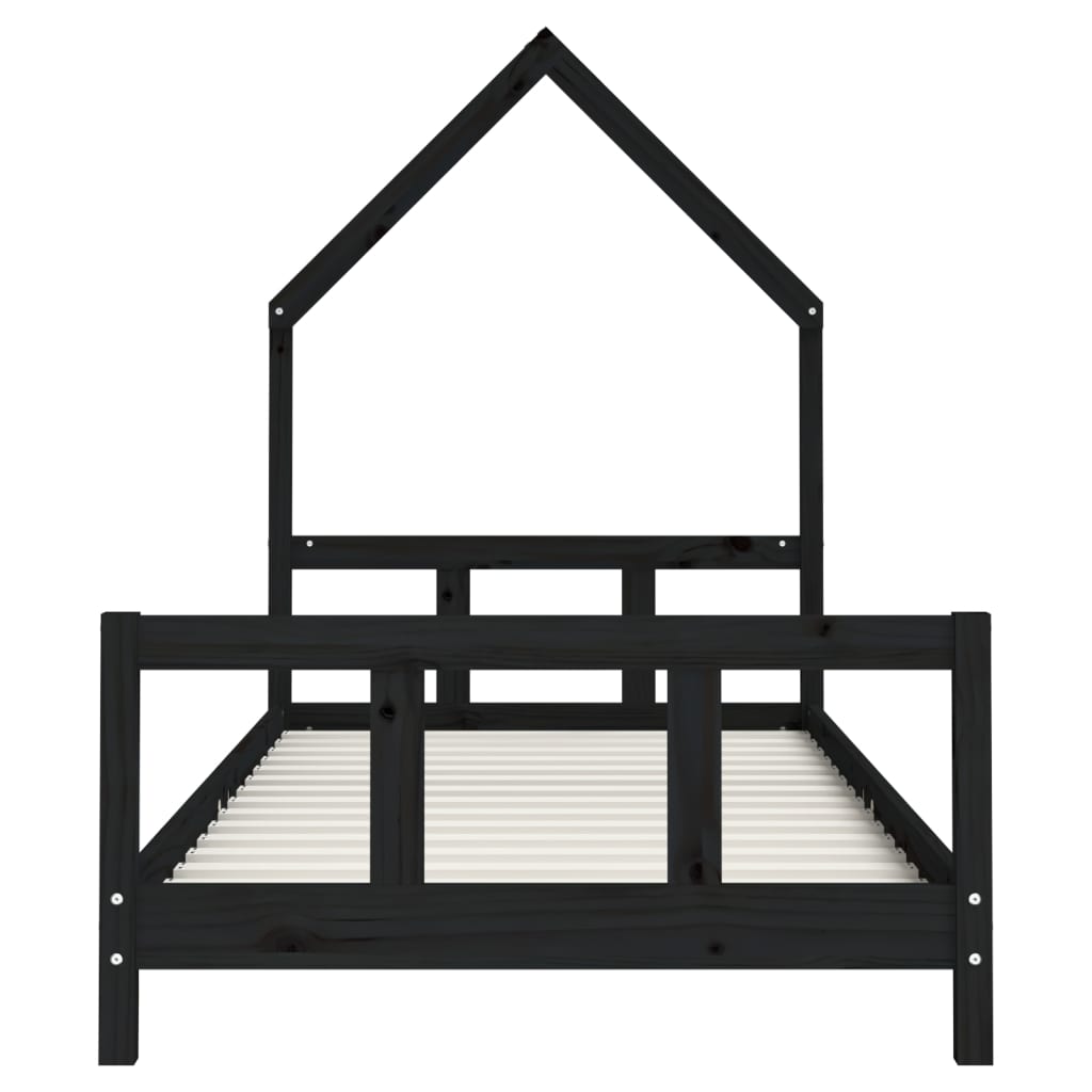 Bed frame for children, black, 90x190 cm, solid pine wood