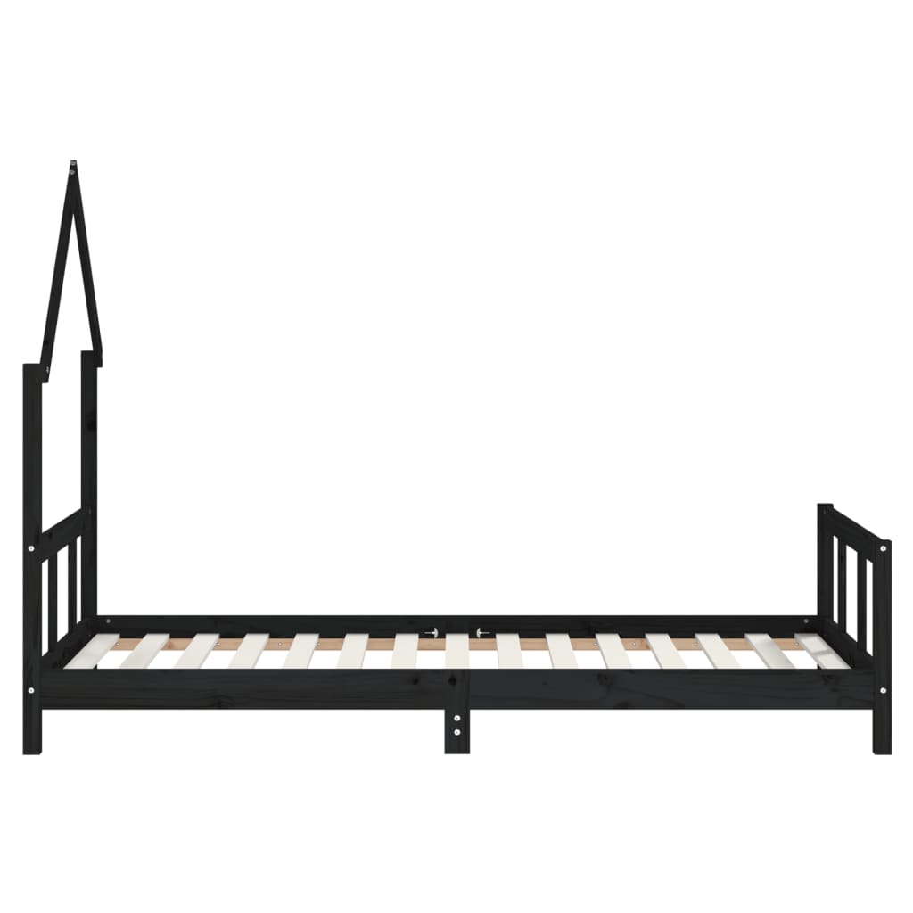 Bed frame for children, black, 90x190 cm, solid pine wood