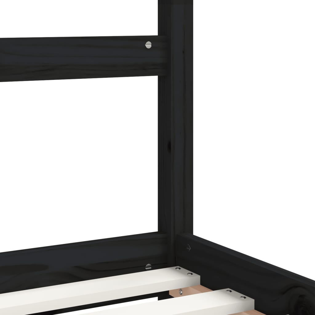 Bed frame for children, black, 90x190 cm, solid pine wood