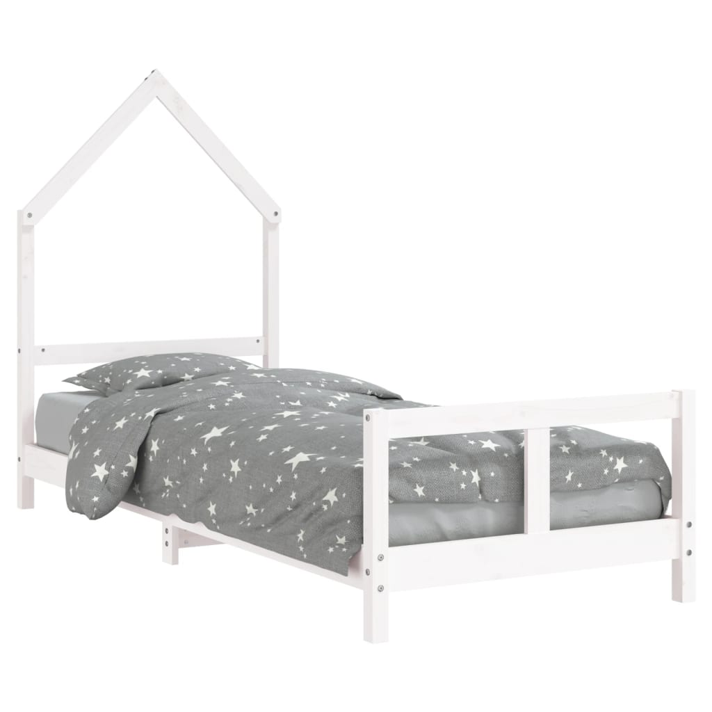 Bed frame for children, white, 80x200 cm, solid pine wood
