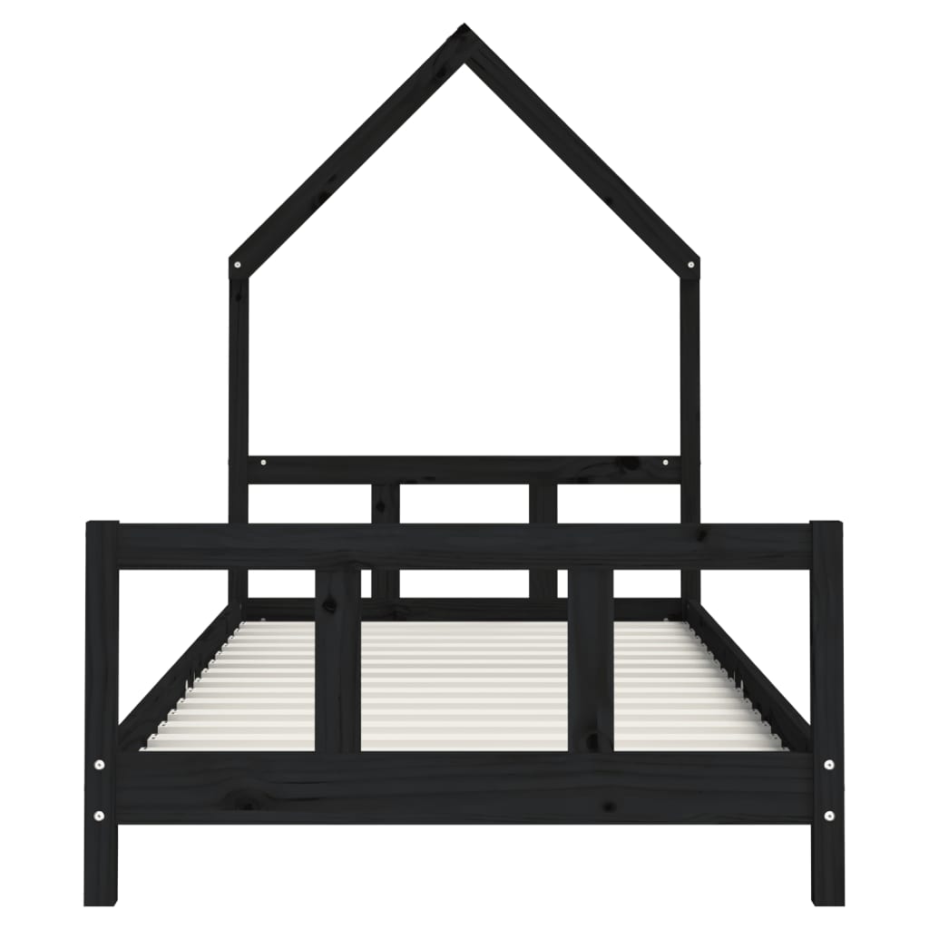 Bed frame for children, black, 90x200 cm, solid pine wood