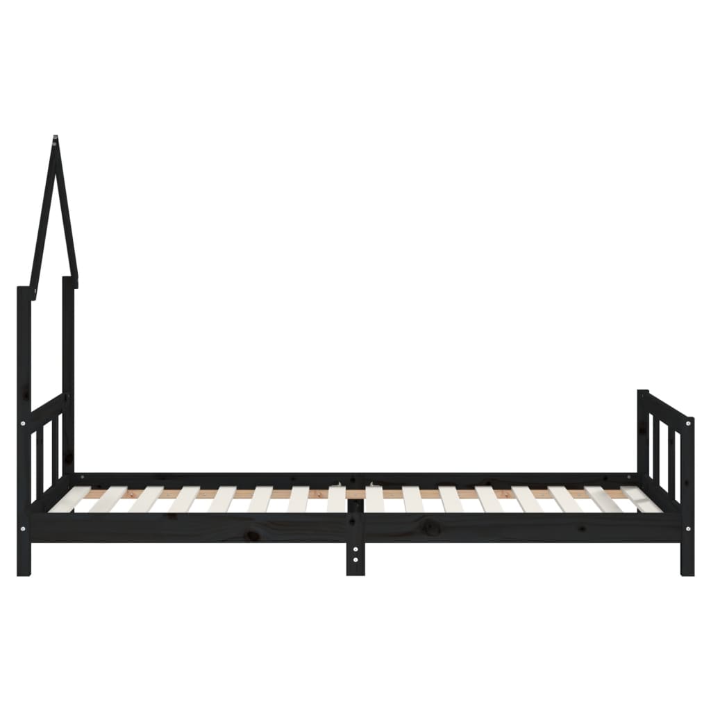 Bed frame for children, black, 90x200 cm, solid pine wood
