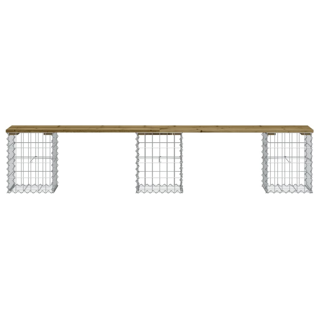 Garden bench, gabion design, 203x31x42 cm, impregnated pine wood