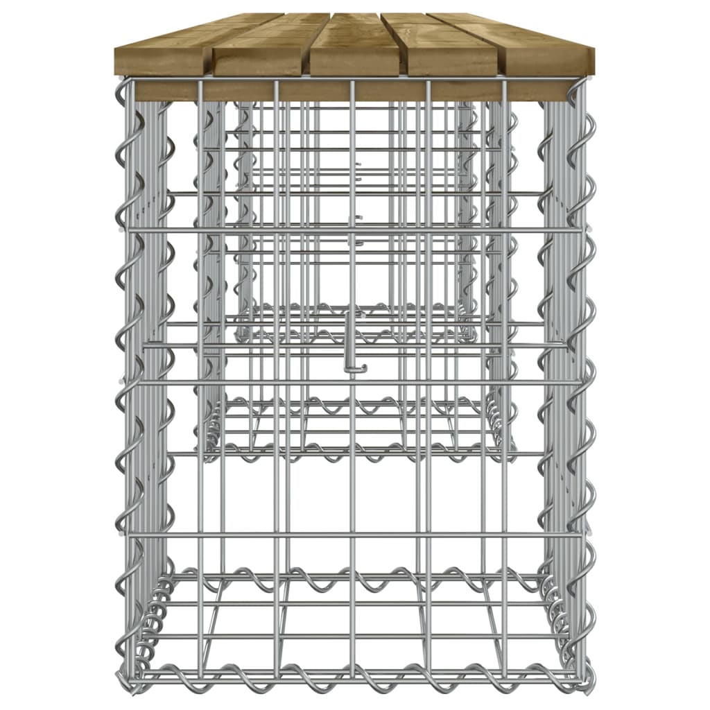 Garden bench, gabion design, 203x31x42 cm, impregnated pine wood
