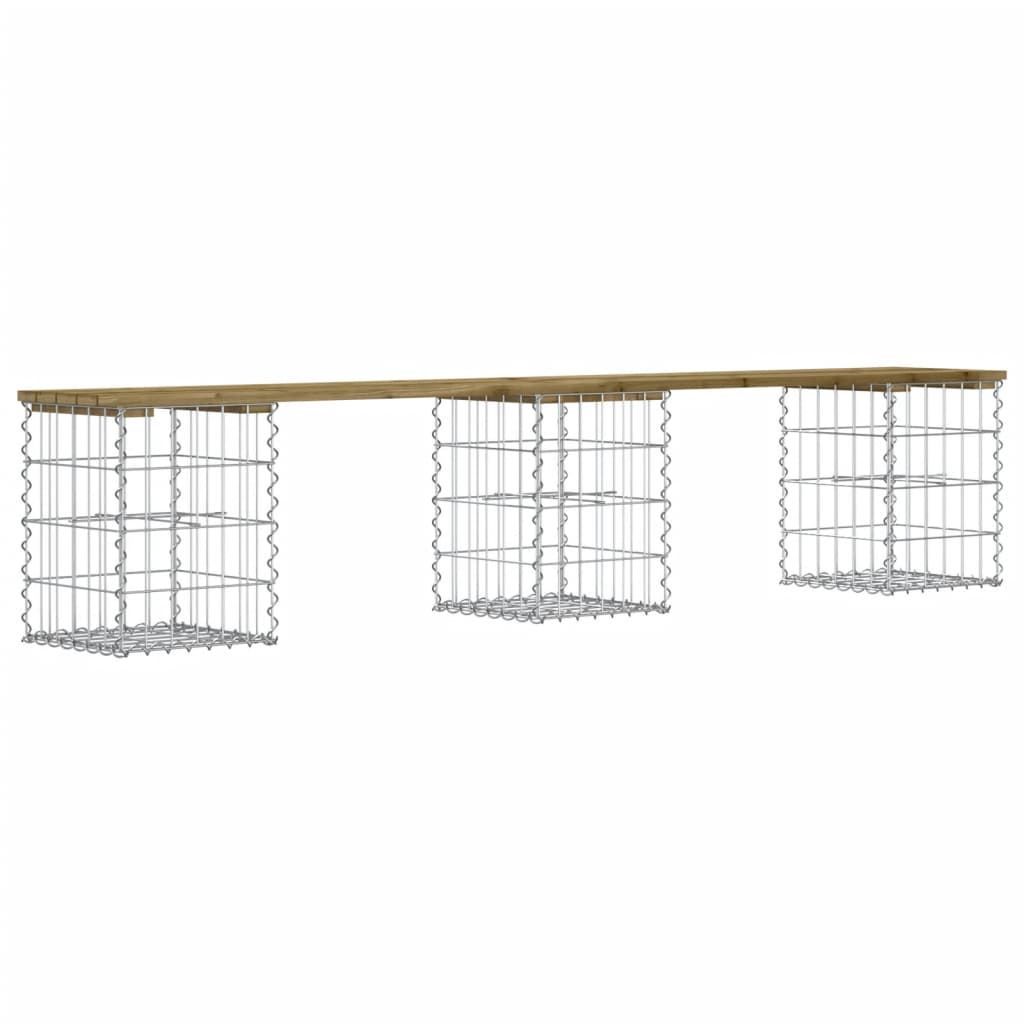 Garden bench, gabion design, 203x31x42 cm, impregnated pine wood