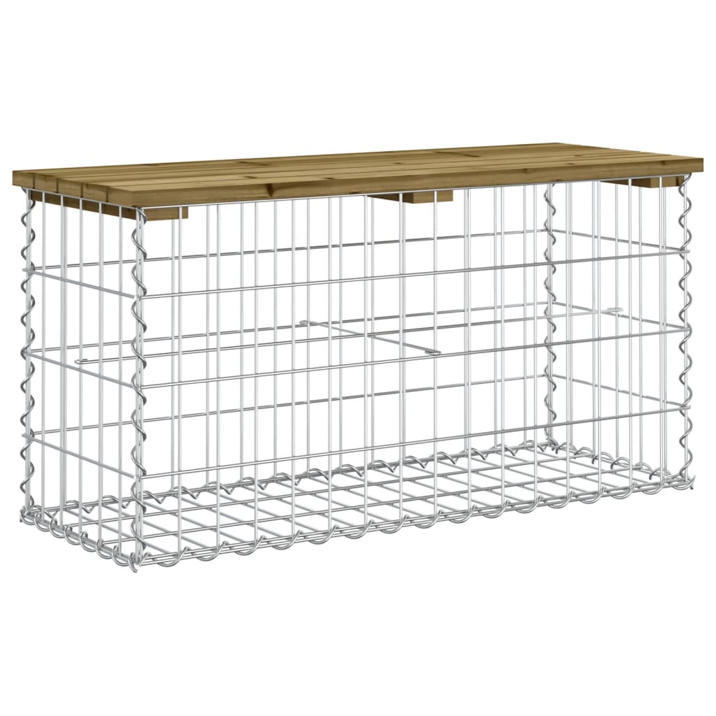 Garden bench, gabion design, 83x31.5x42 cm, impregnated pine wood