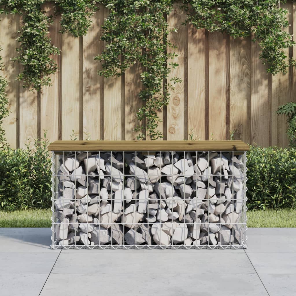 Garden bench, gabion design, 83x31.5x42 cm, impregnated pine wood