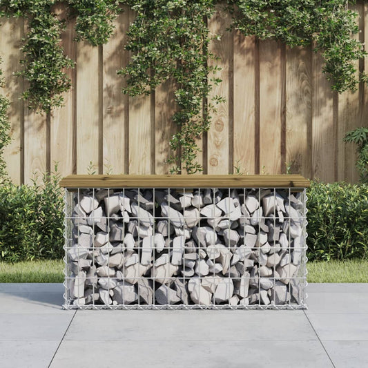 Bancă grădină, design gabion, 83x31,5x42 cm, lemn pin impregnat