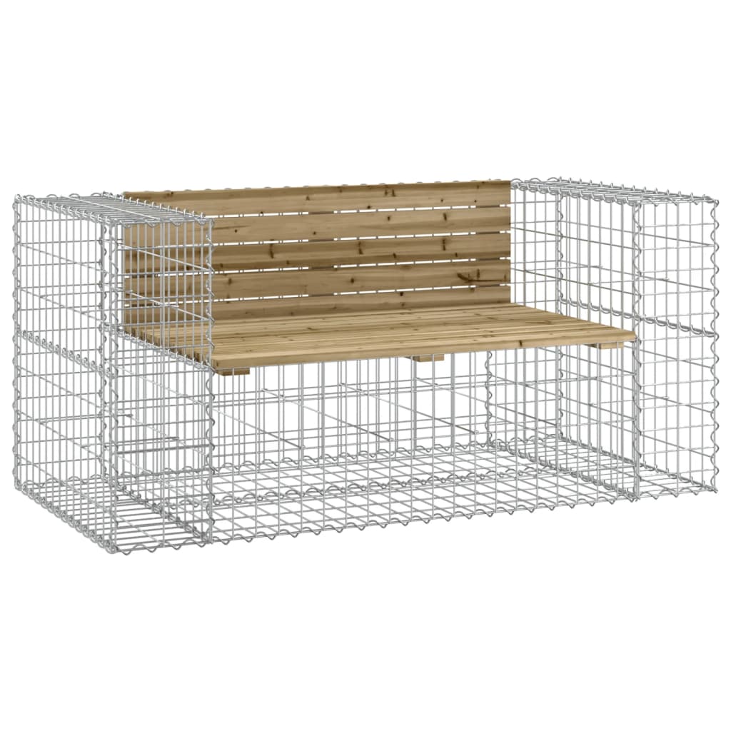 Garden bench, gabion design, 143x71x65.5cm, impregnated pine wood