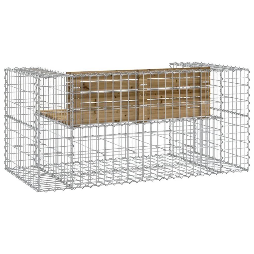 Garden bench, gabion design, 143x71x65.5cm, impregnated pine wood