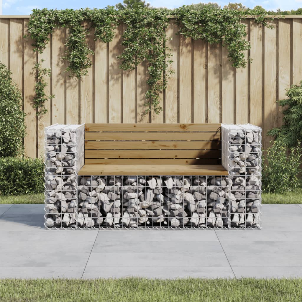 Garden bench, gabion design, 143x71x65.5cm, impregnated pine wood
