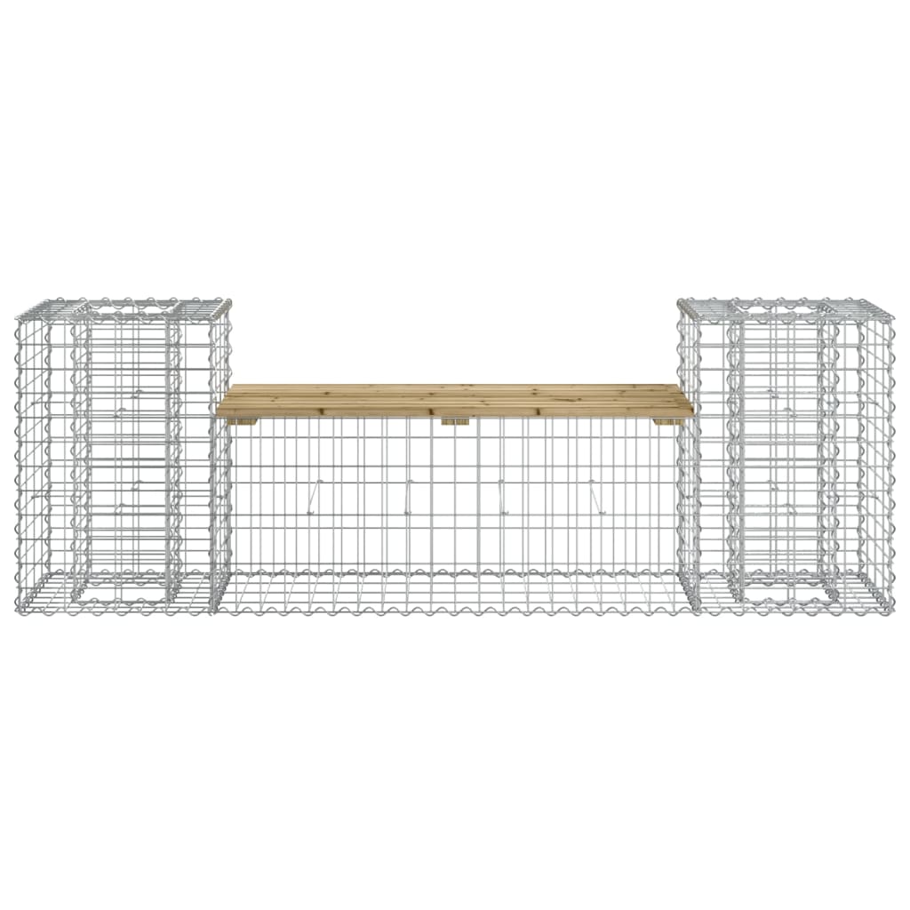 Garden bench with gabion, 183x41x60.5 cm, impregnated pine wood