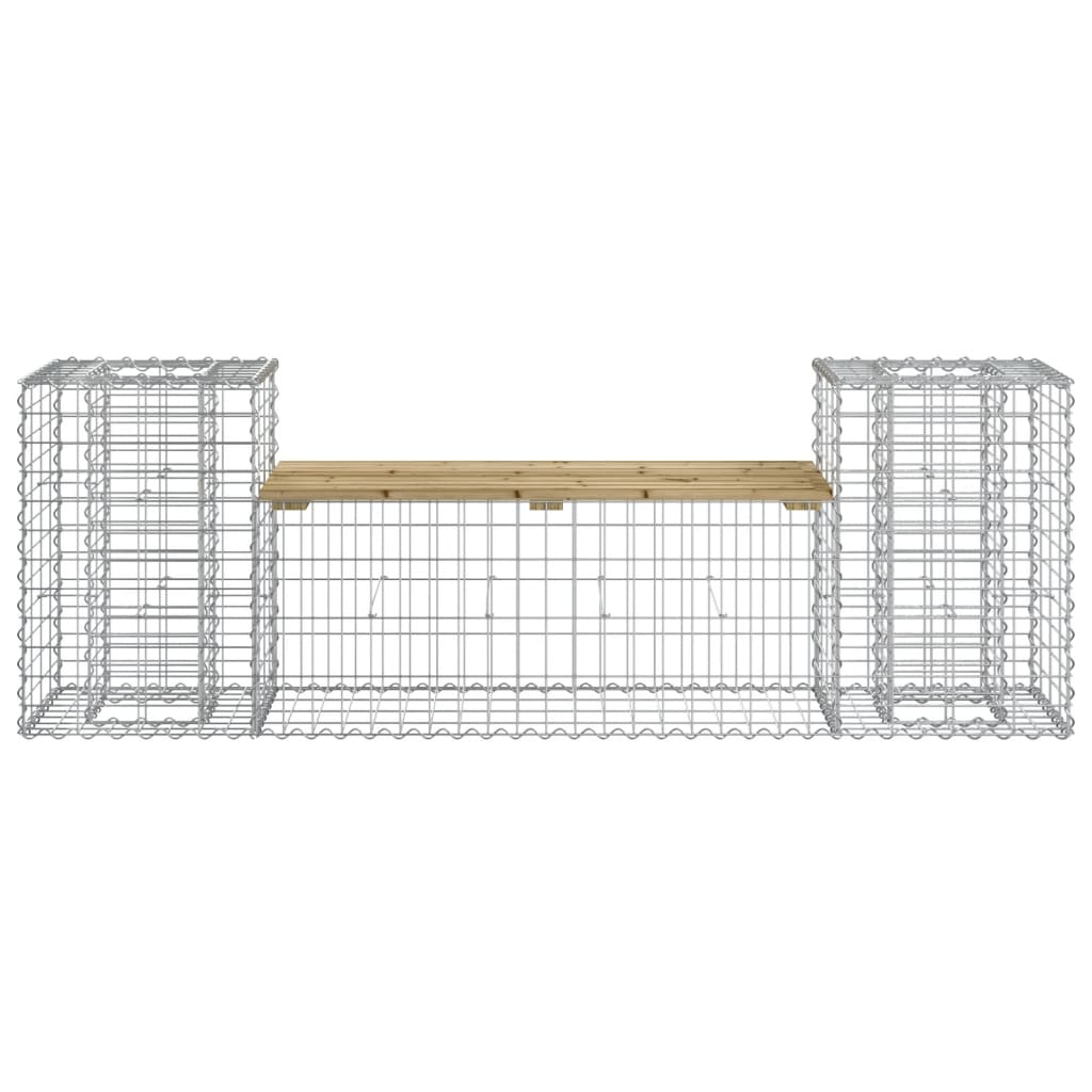 Garden bench with gabion, 183x41x60.5 cm, impregnated pine wood