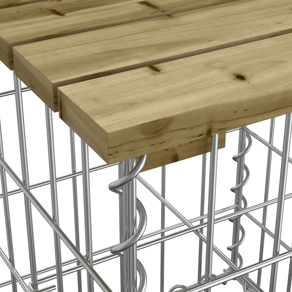 Garden bench with gabion, 183x41x60.5 cm, impregnated pine wood