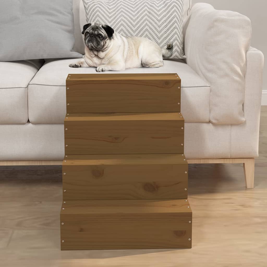 Honey brown pet ladder 40x49x47 cm solid pine wood