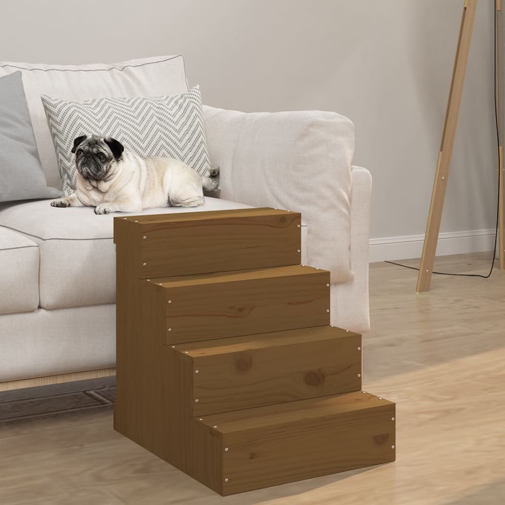 Honey brown pet ladder 40x49x47 cm solid pine wood