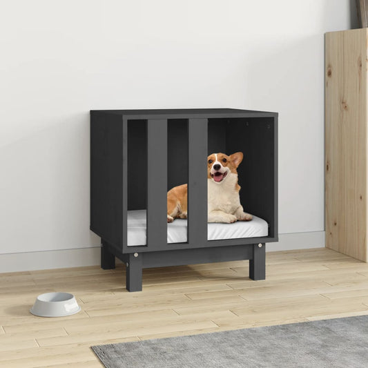 Dog house, gray, 50x40x52 cm, solid pine wood