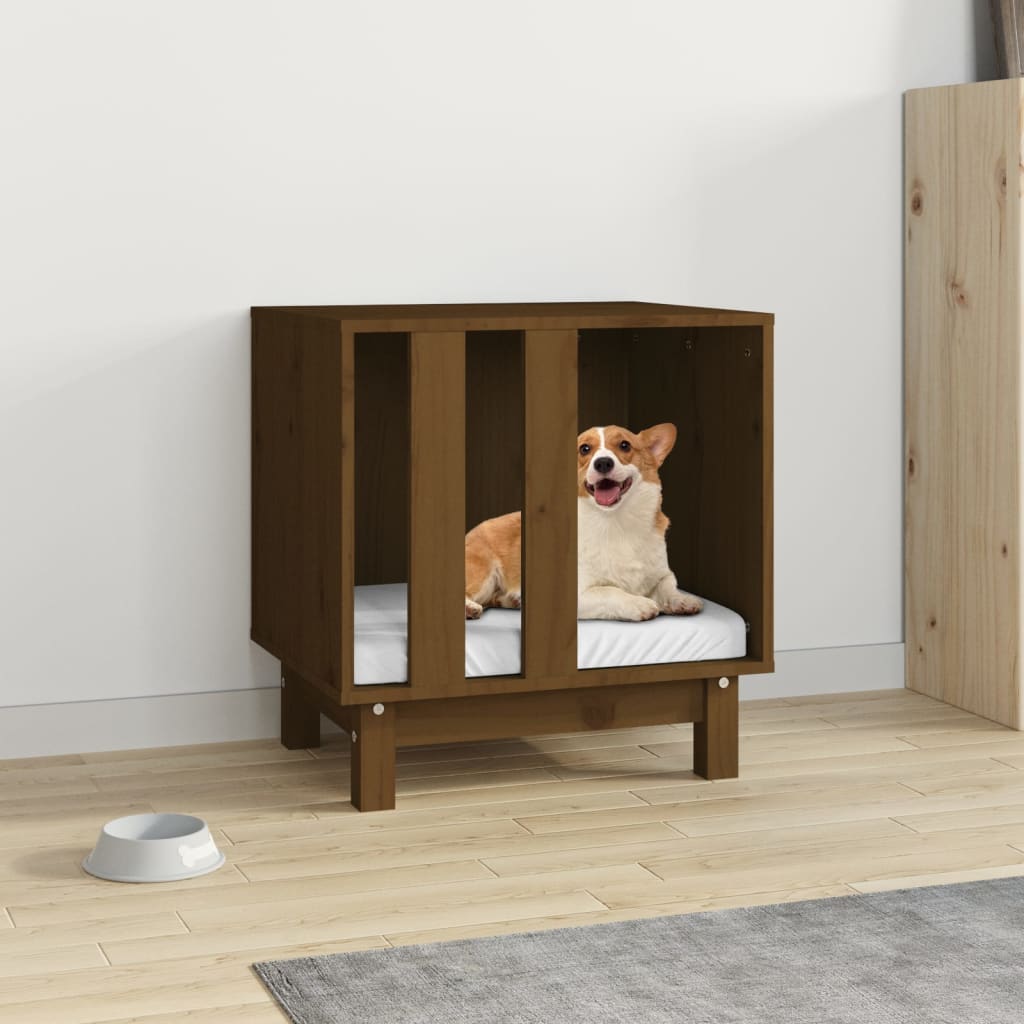 Dog house, honey brown, 50x40x52 cm, solid pine wood