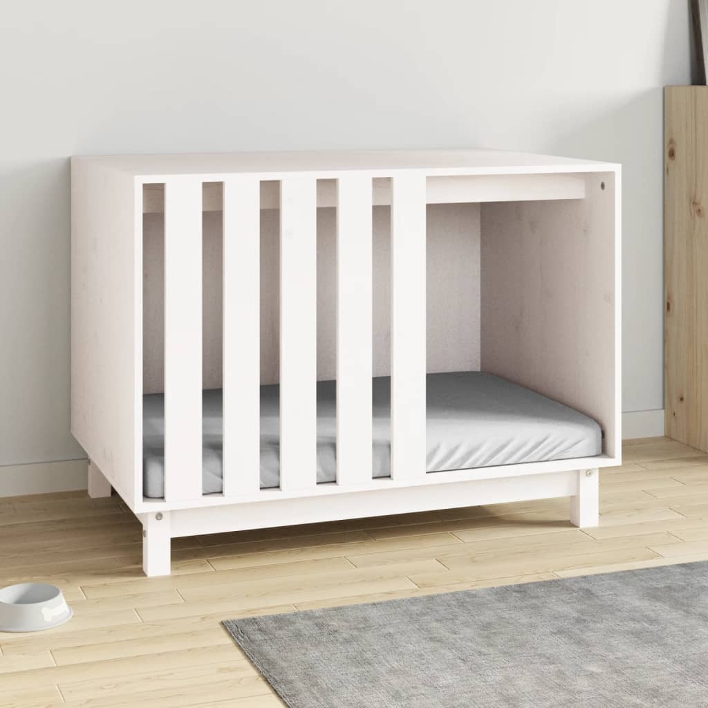 Dog house, white, 90x60x67 cm, solid pine wood